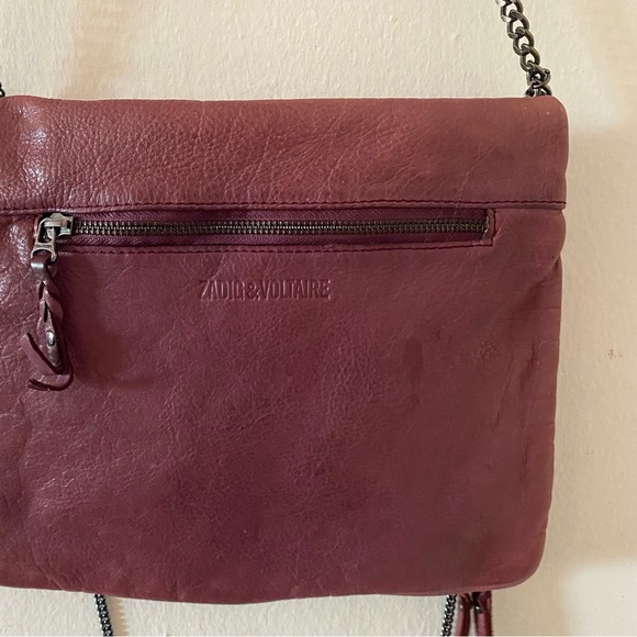 Zadig and Voltaire Purple Leather shoulder Bag with Skull and Chains - Picture 4 of 7